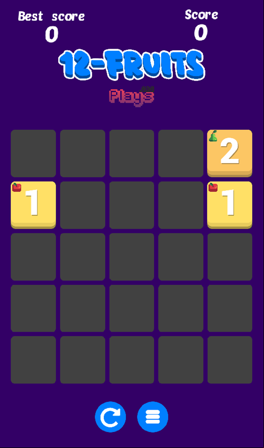 12-Fruits Game Start Screenshot.