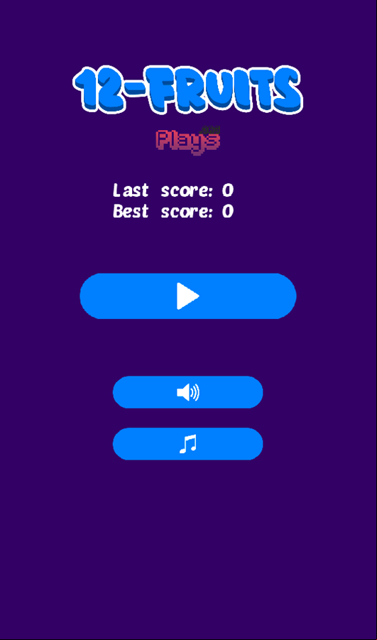 12-Fruits Game Welcome Screen Screenshot.