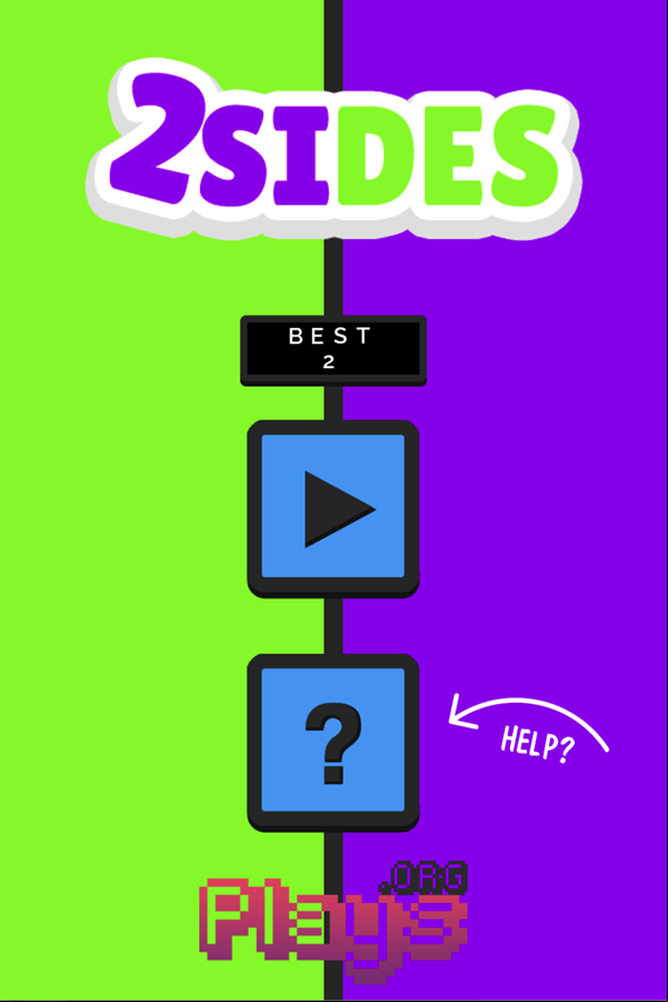 2 Sides Game Welcome Screen Screenshot.