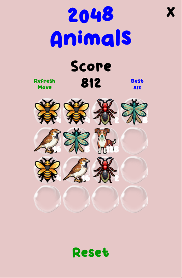 2048 Animals Game Start Screenshot.