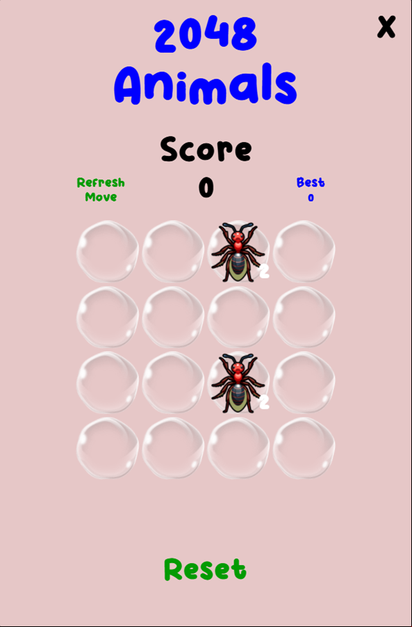 2048 Animals Game Welcome Screen Screenshot.