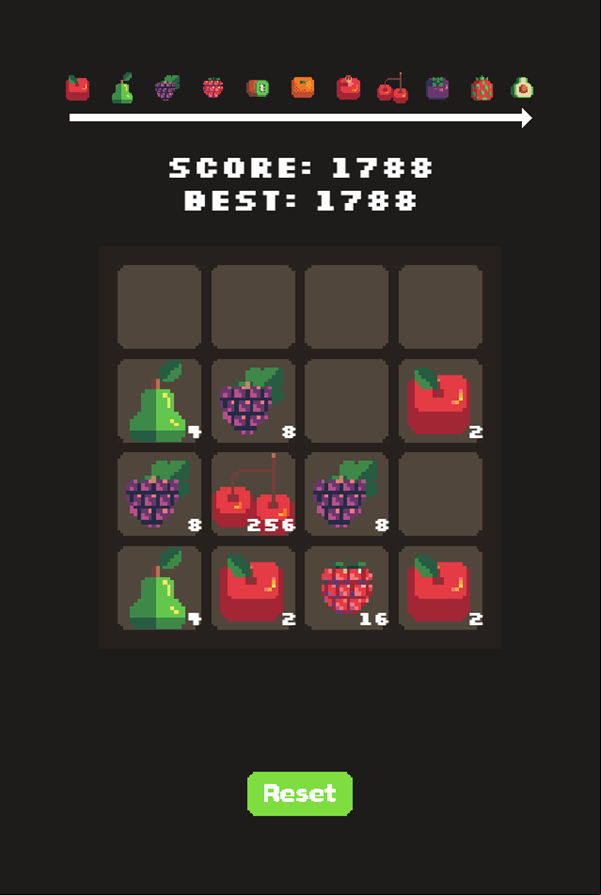 2048 Fruits Game Play Screenshot.