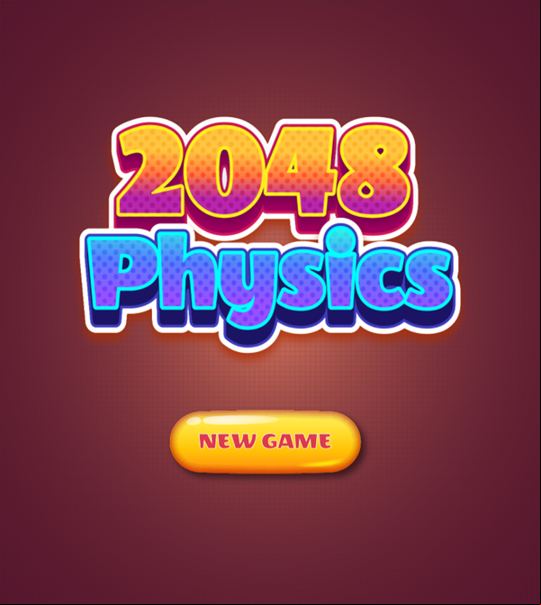 2048 Physics Game Welcome Screen Screenshot.