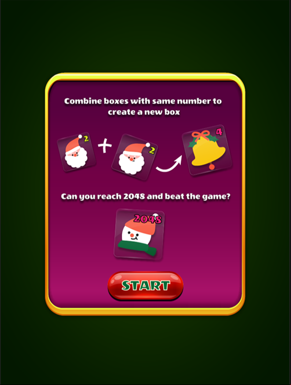 2048 X-Mas Game How to Play Screen Screenshot.