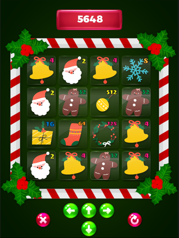 2048 X-Mas Game Spaces Filled Screenshot.