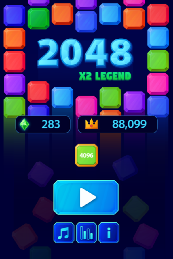 2048 X2 Legend Game Welcome Screen Screenshot.