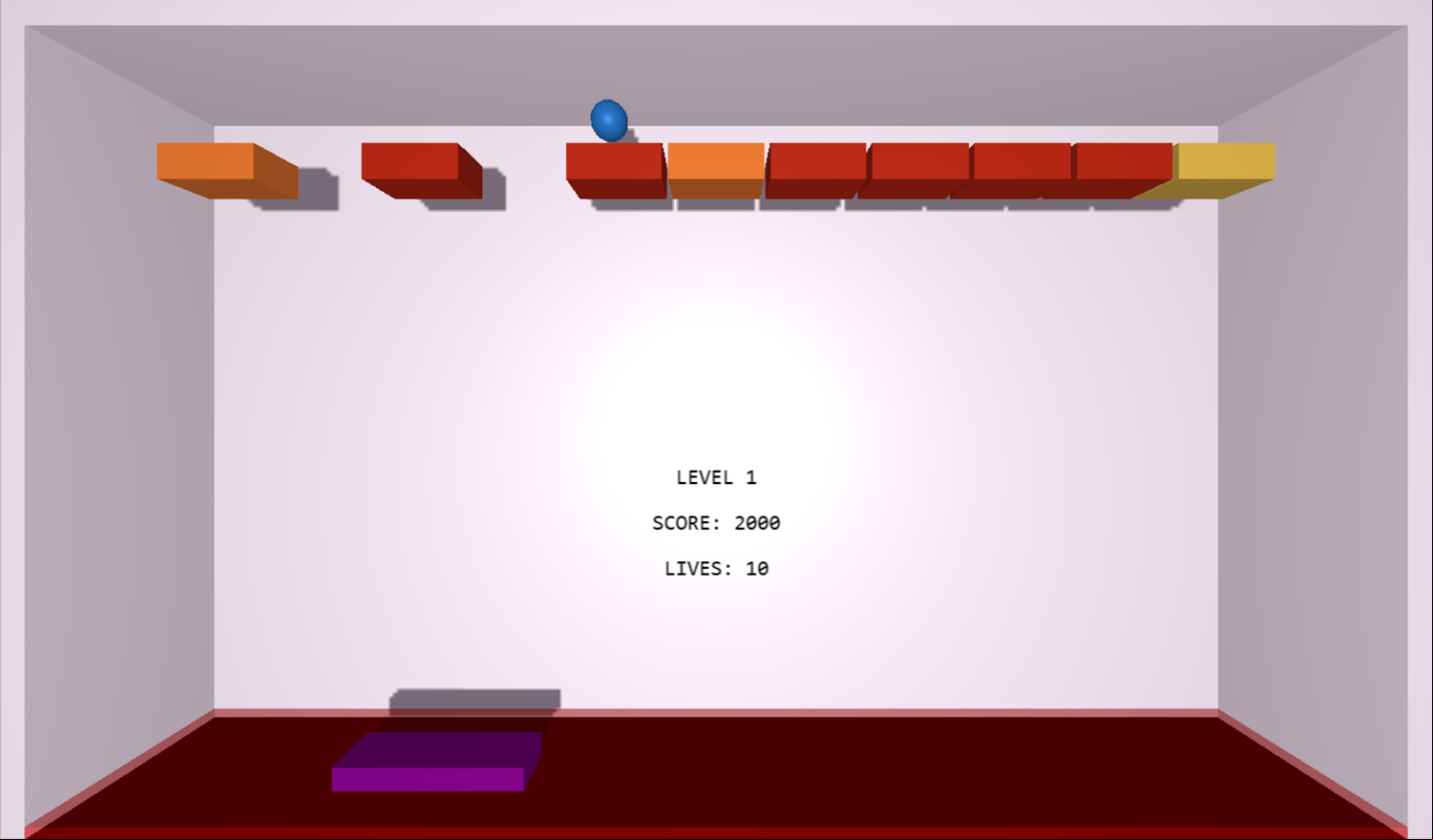 3D Bricks Breaker Game Play Screenshot.
