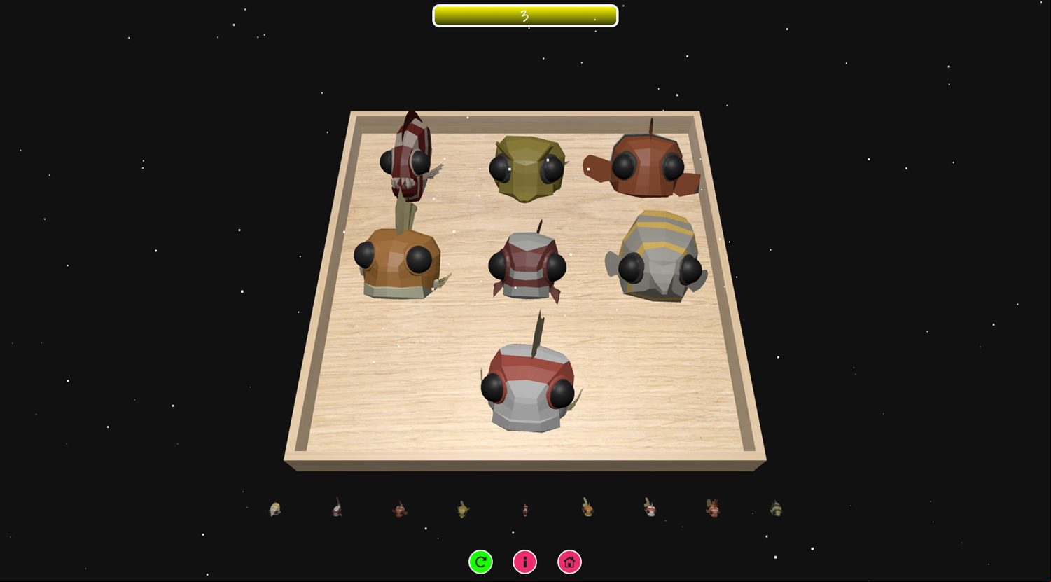 3D Fish Memory Game Play Screenshot.