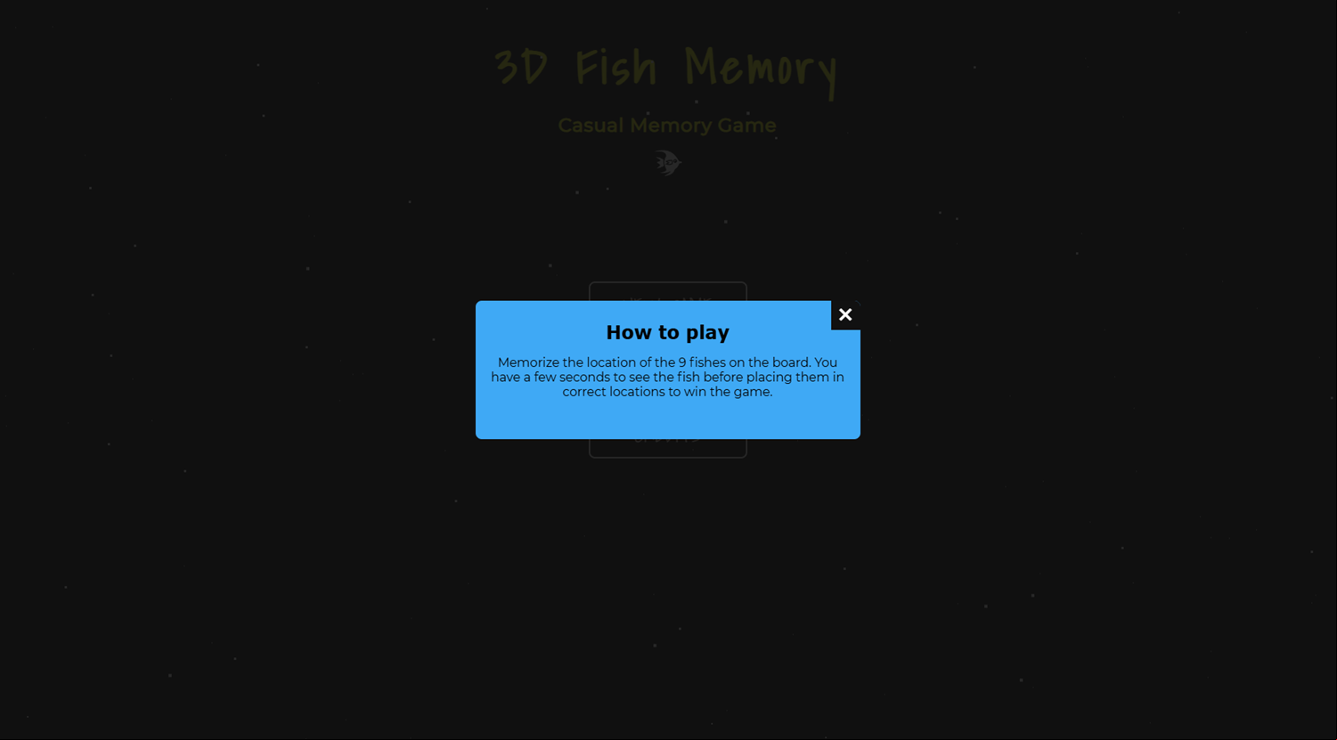 3D Fish Memory Game How To Play Screenshot.