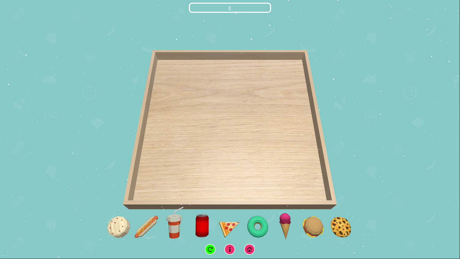 3D Food Memory Game Start Screenshot.