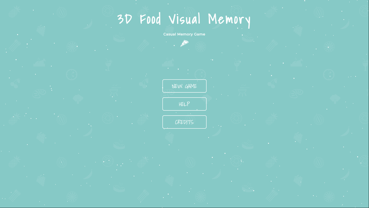 3D Food Memory Game Welcome Screen Screenshot.