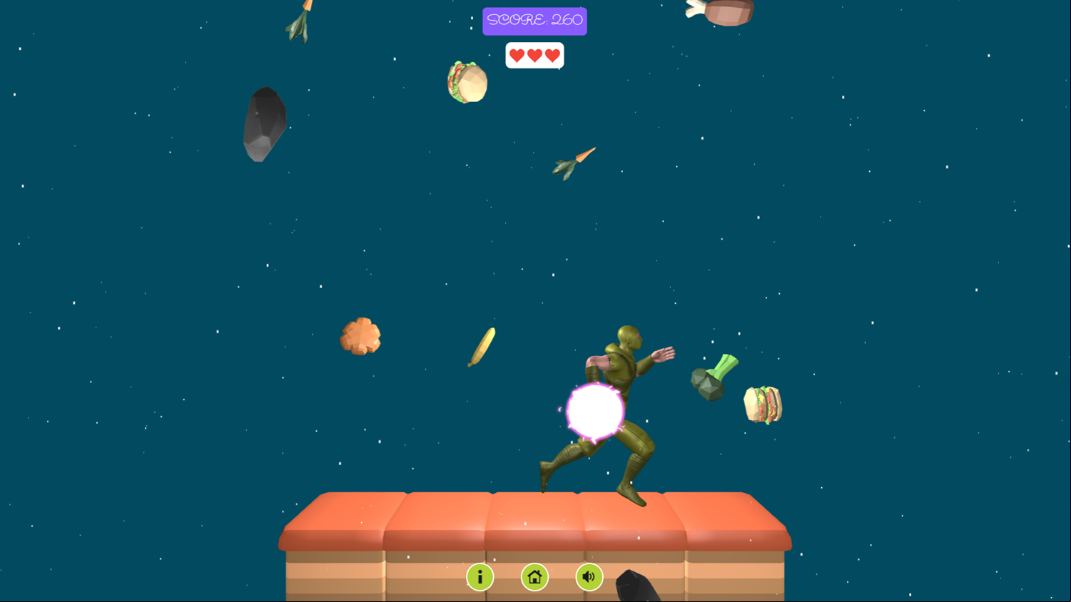 3D Food Ninja Game Play Screenshot.