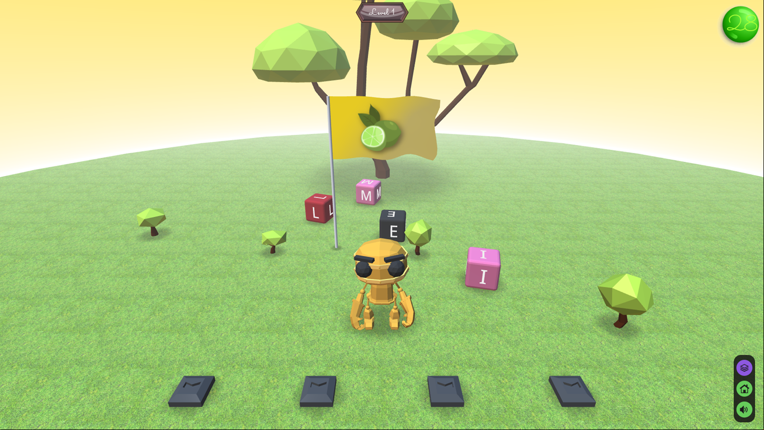 3D Fruit Words Game Level Start Screenshot.