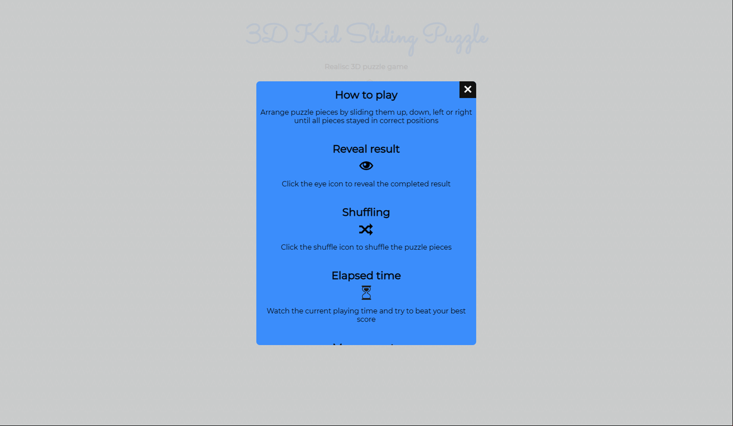 3D Kid Sliding Puzzle Game How To Play Screenshot.