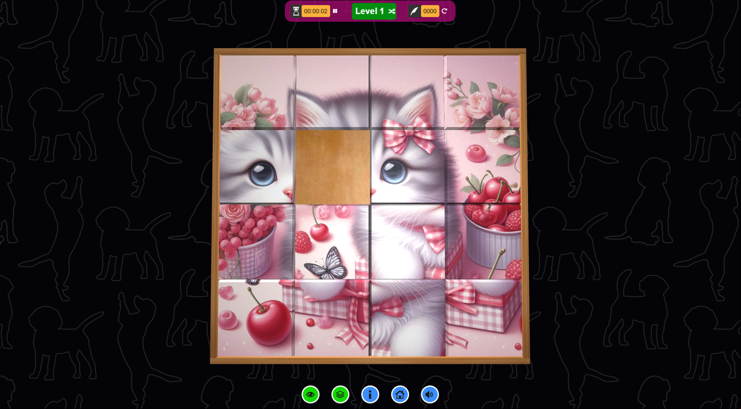 3D Pet Sliding Puzzle Game Level Start Screenshot.