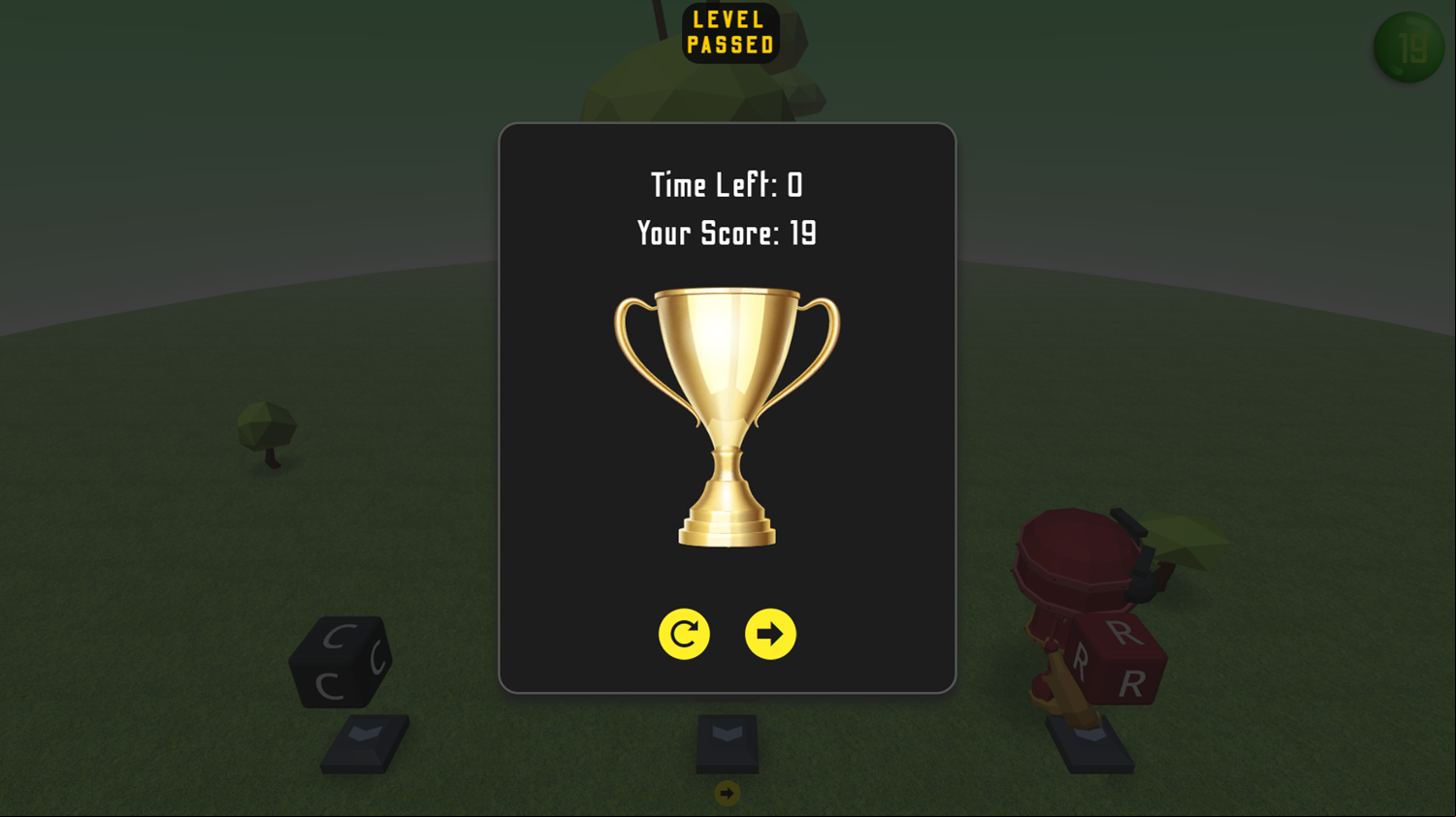 3D Vehicle Words Game Level Complete Screenshot.