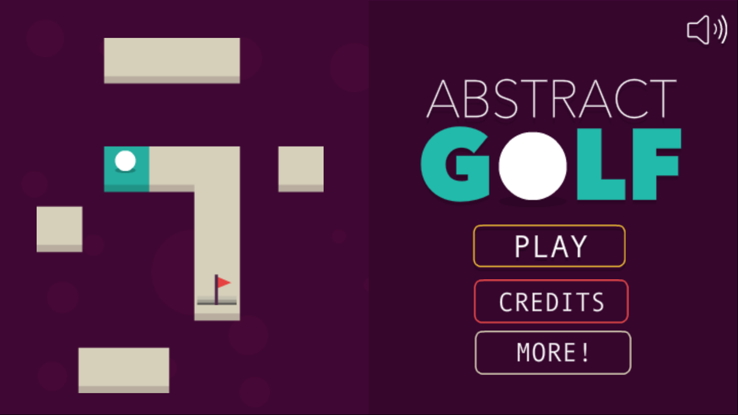 Abstract Golf Game Welcome Screen Screenshot.