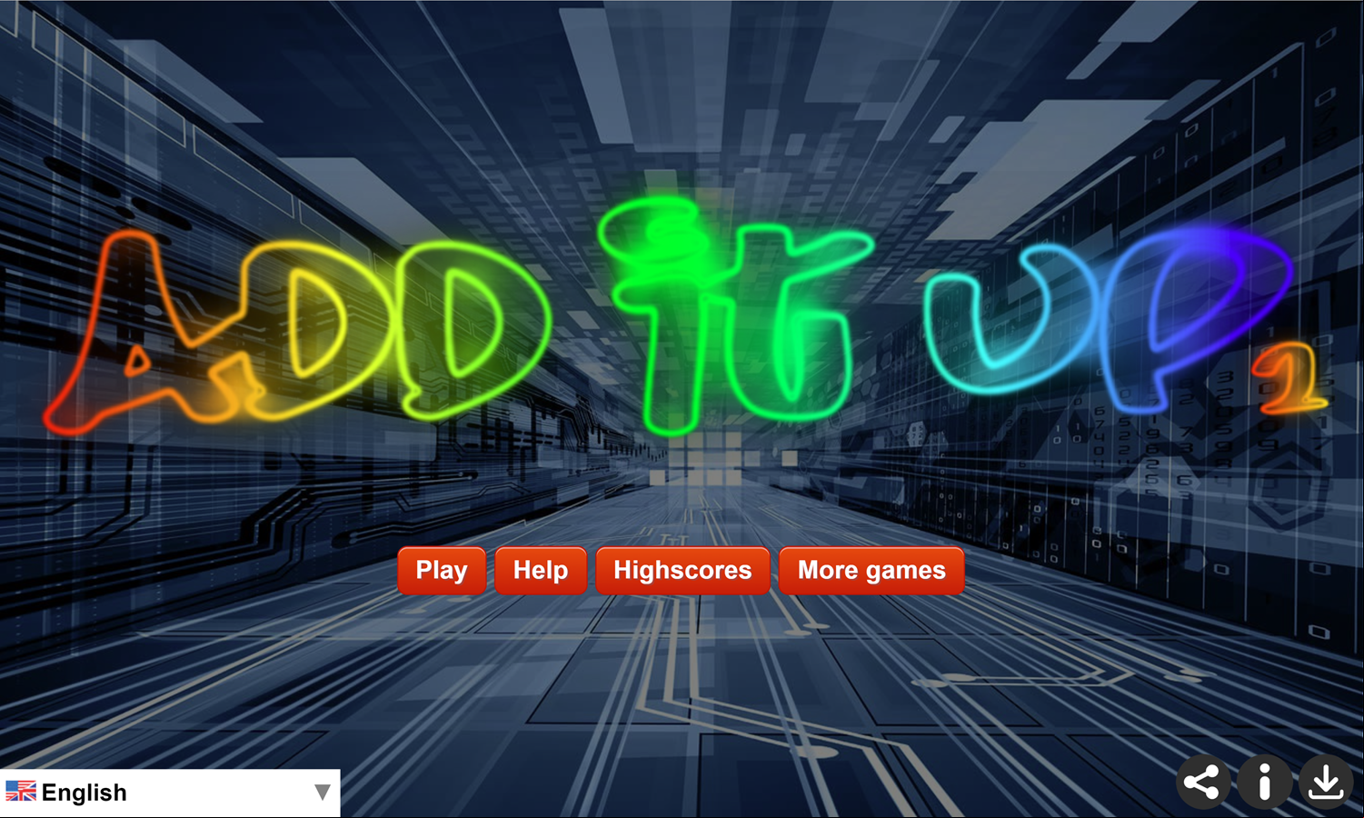 Add It Up 2 Game Welcome Screen Screenshot.