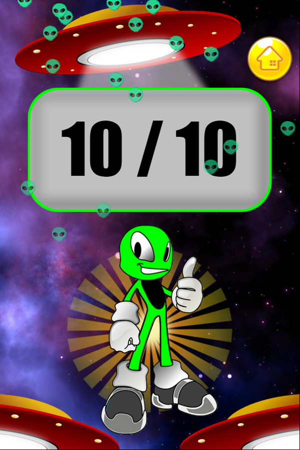 Addition Alien Game Score Screenshot.