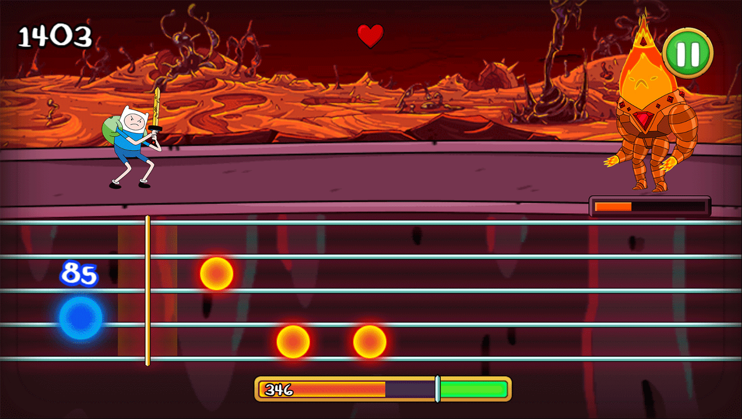 Adventure Time Elemental Game Flame War Gameplay Screenshot.