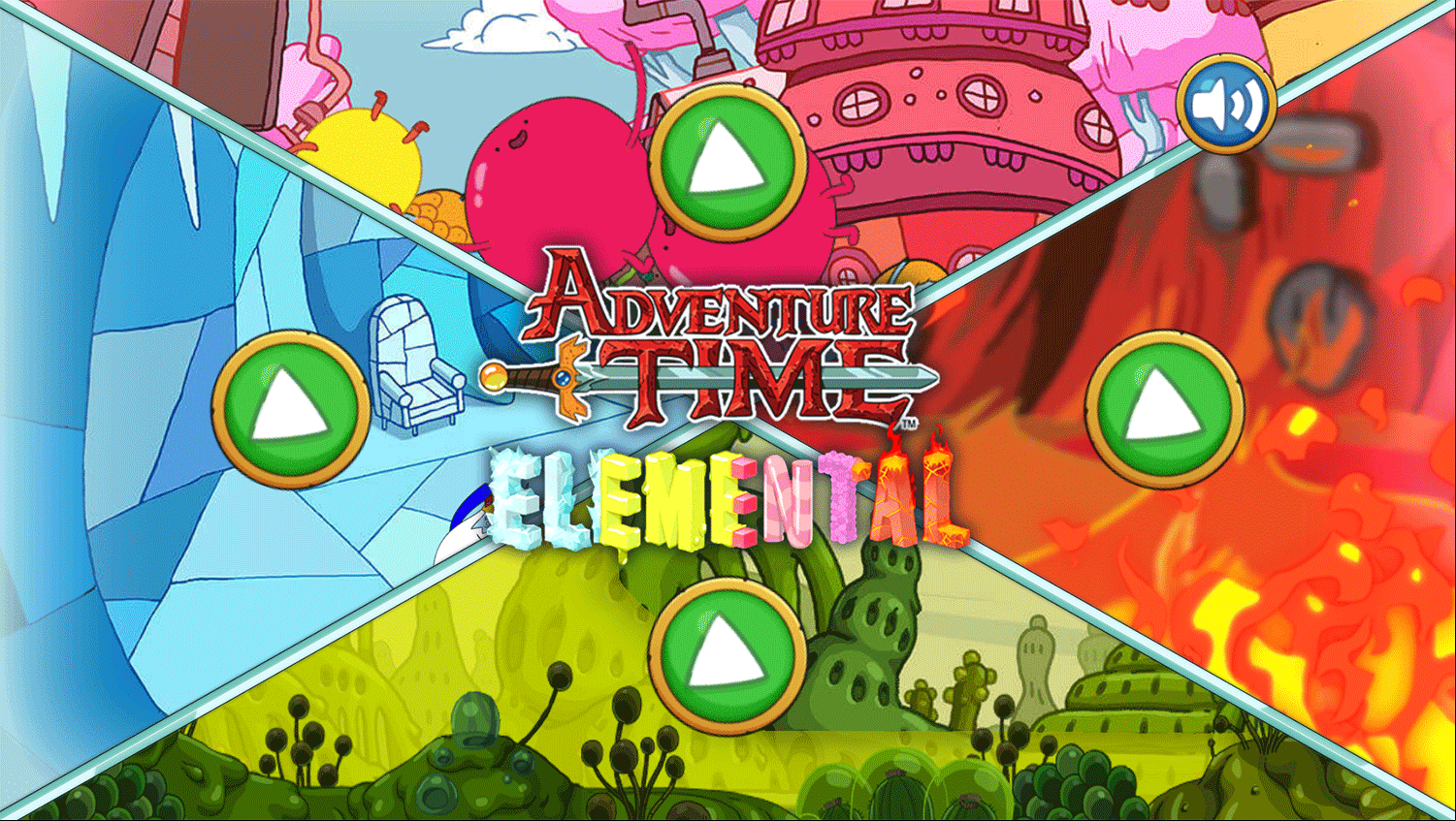 Adventure Time Elemental Game Welcome Screen Screenshot.
