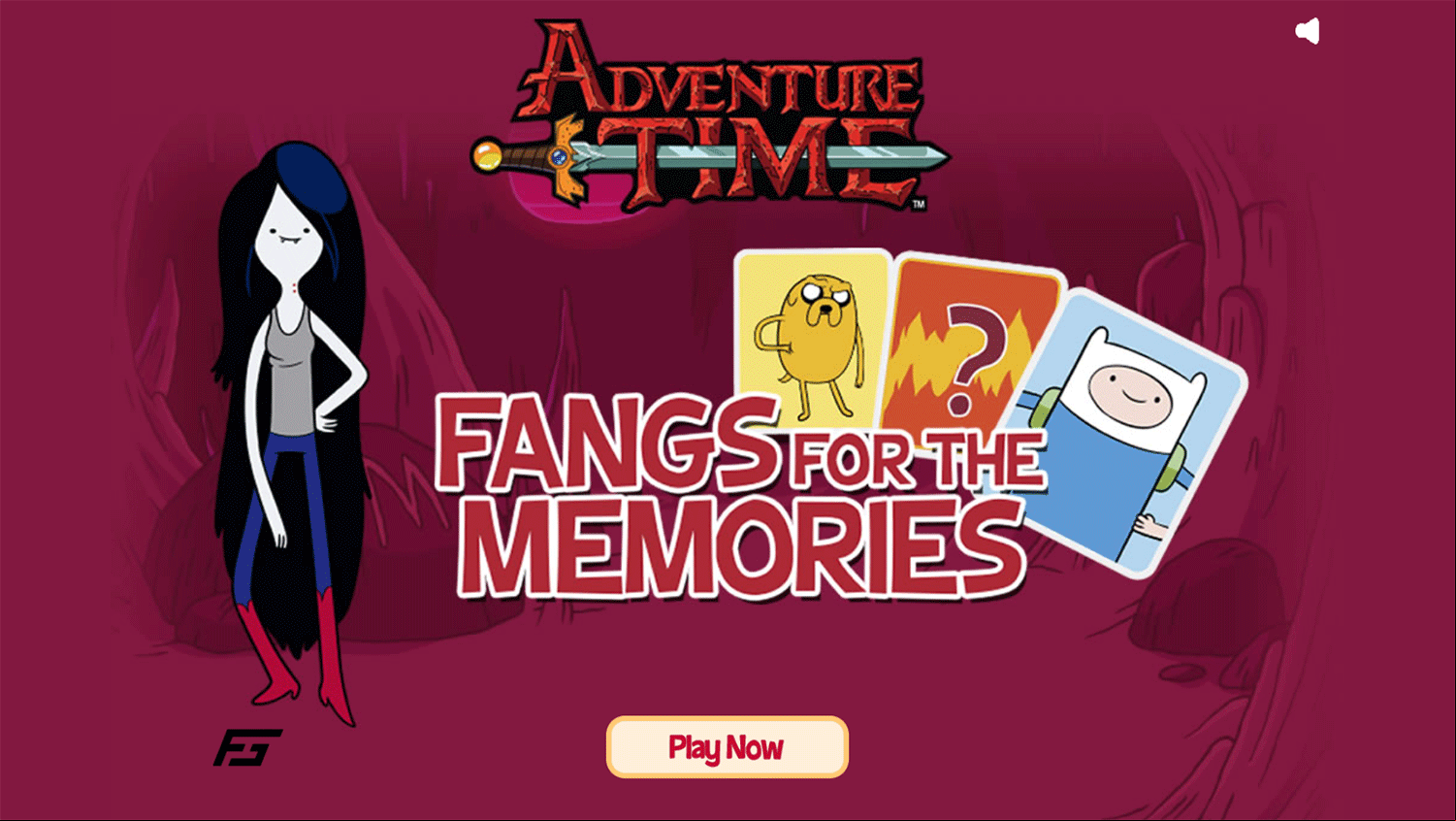 Adventure Time Fangs for the Memories Game Welcome Screen Screenshot.