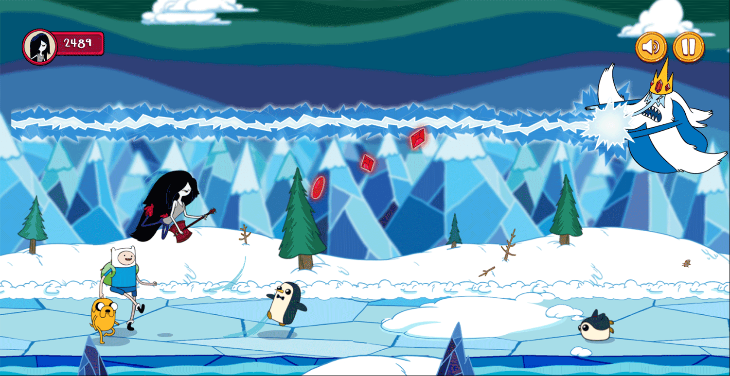 Adventure Time Mareceline's Ice Blast Game Screenshot.