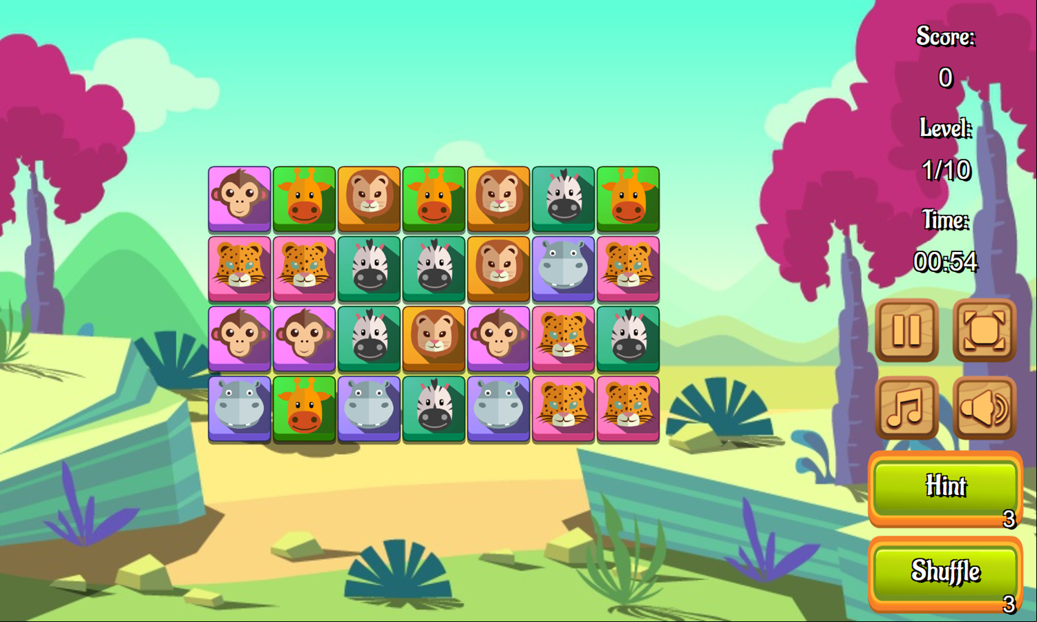 African Savannah Game Level Start Screenshot.