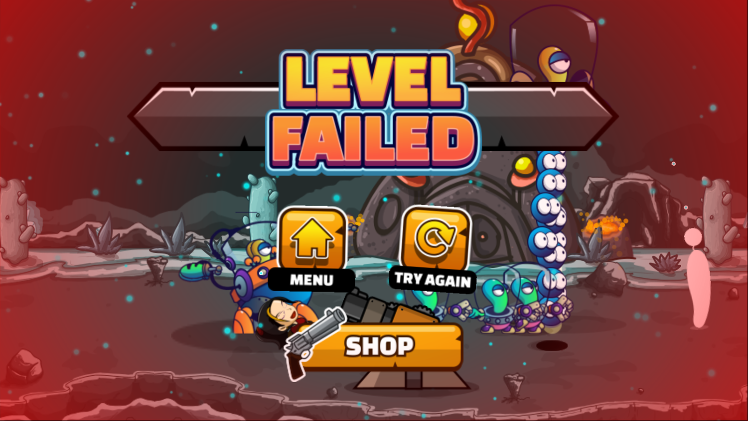 Alexandria Attacks Game Level Failed Screen Screenshot.