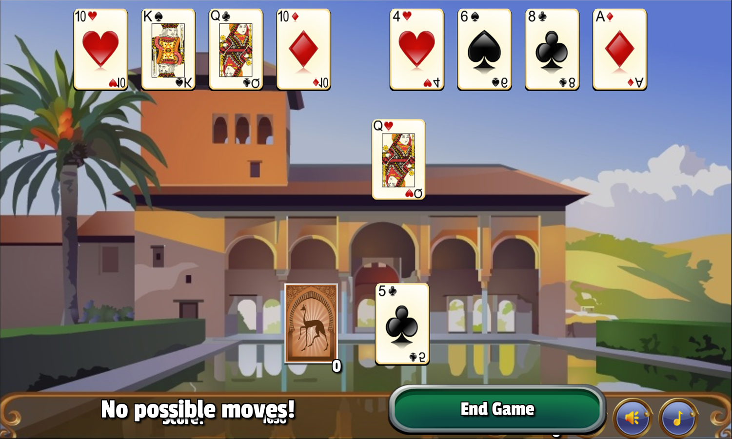 Alhambra Solitaire Game No Possible Moves Screen Screenshot.