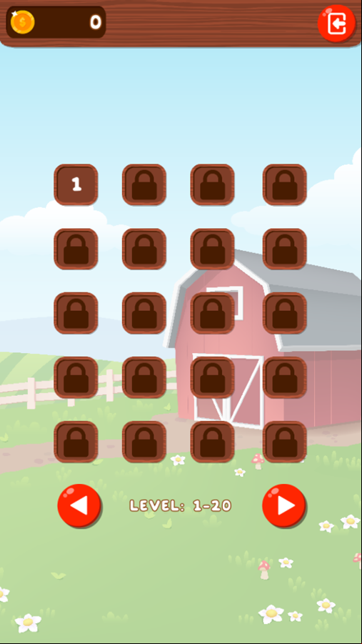 Alice's Harvest Game Level Select Screenshot.