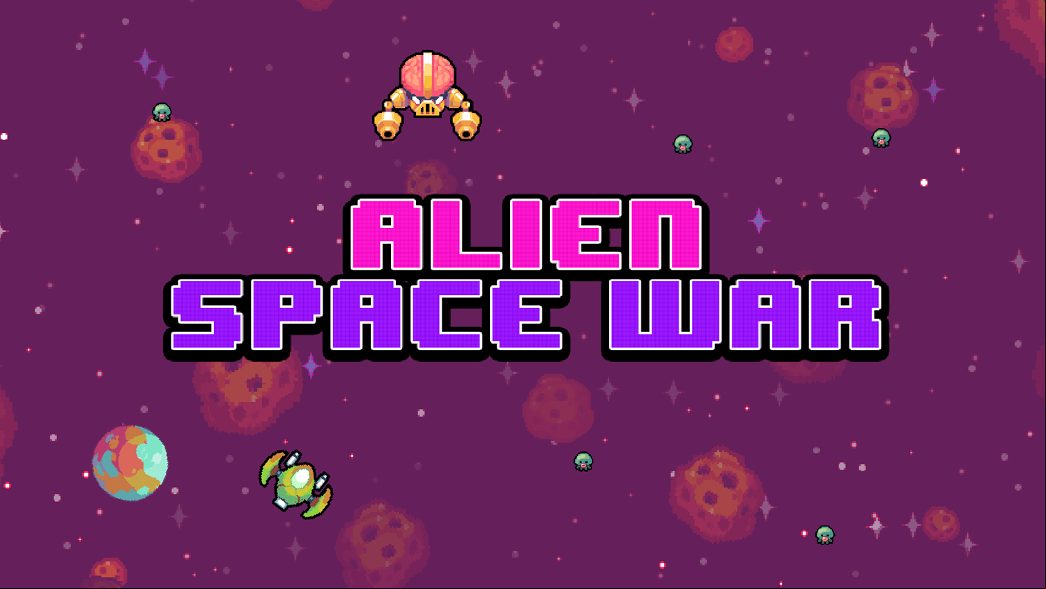 Alien Space War Game Welcome Screen Screenshot.