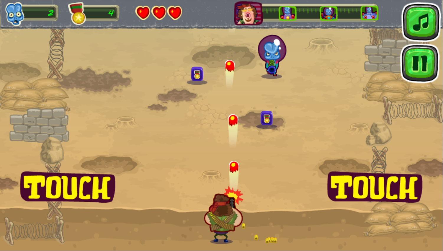 Aliens Attack Game Controls Screenshot.