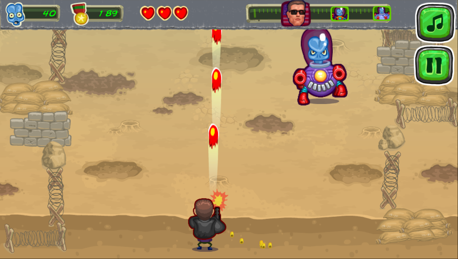 Aliens Attack Game Play Screenshot.