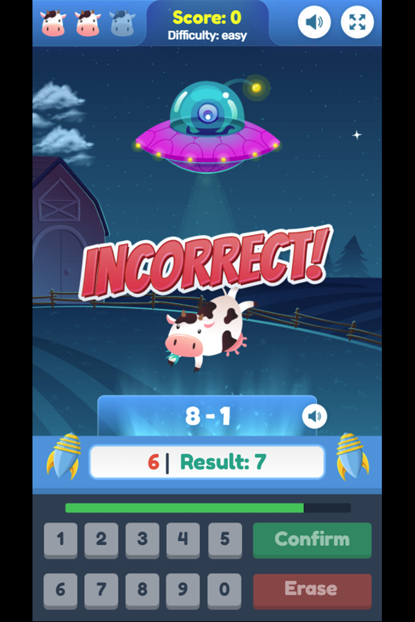 Aliens Vs Math Game Screenshot.