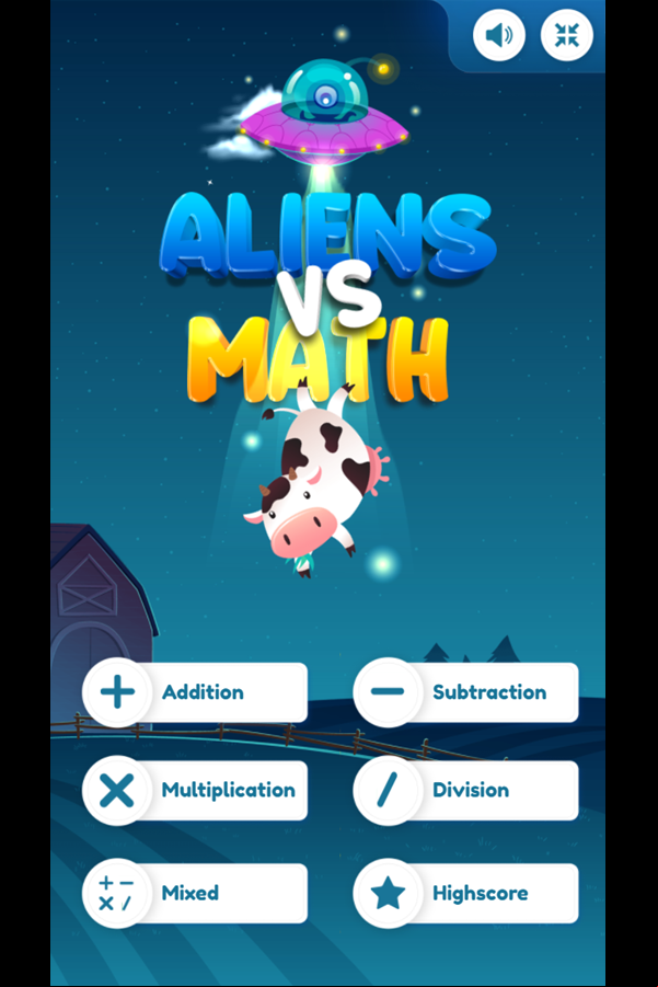 Aliens Vs Math Welcome Screen Screenshot.
