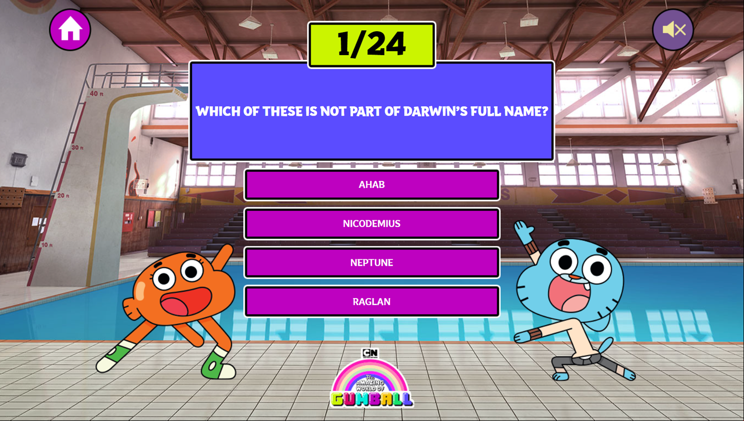 Amazing World of Gumball Gumball's Gigantic Trivia Quiz Game Question Screenshot.