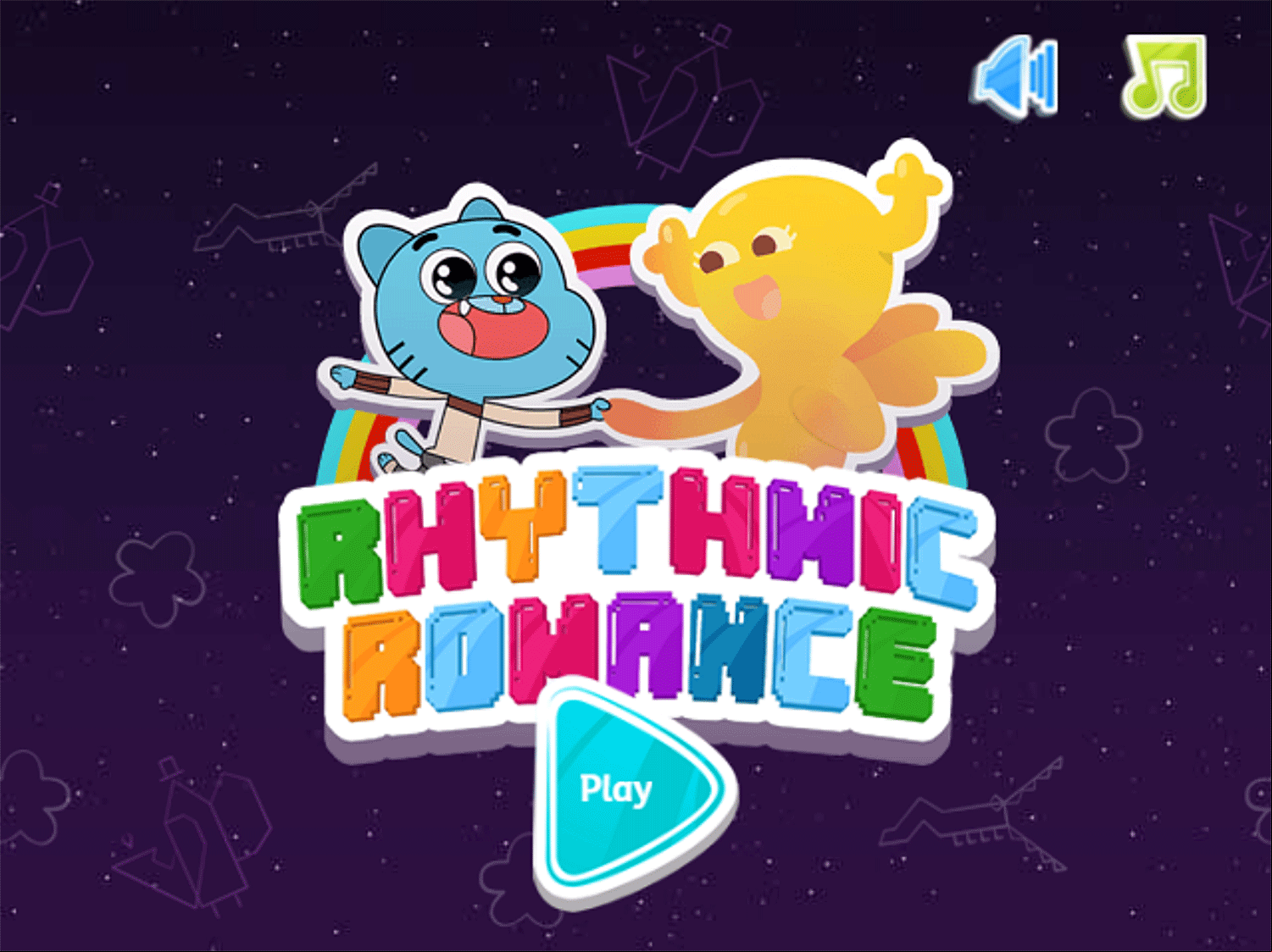 Amazing World of Gumball Gumball's Rhythmic Romance Game Welcome Screen Screenshot.