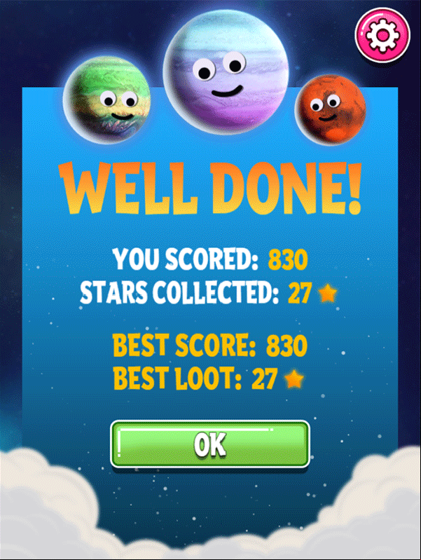 Amazing World of Gumball Stellar Odyssey Game Result Screenshot.