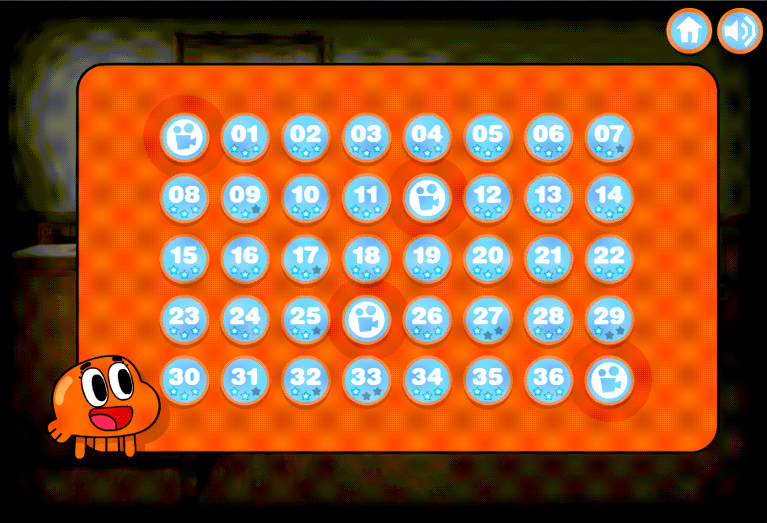 Amazing World of Gumball Tension in Detention Game Level Select Screen Screenshot.