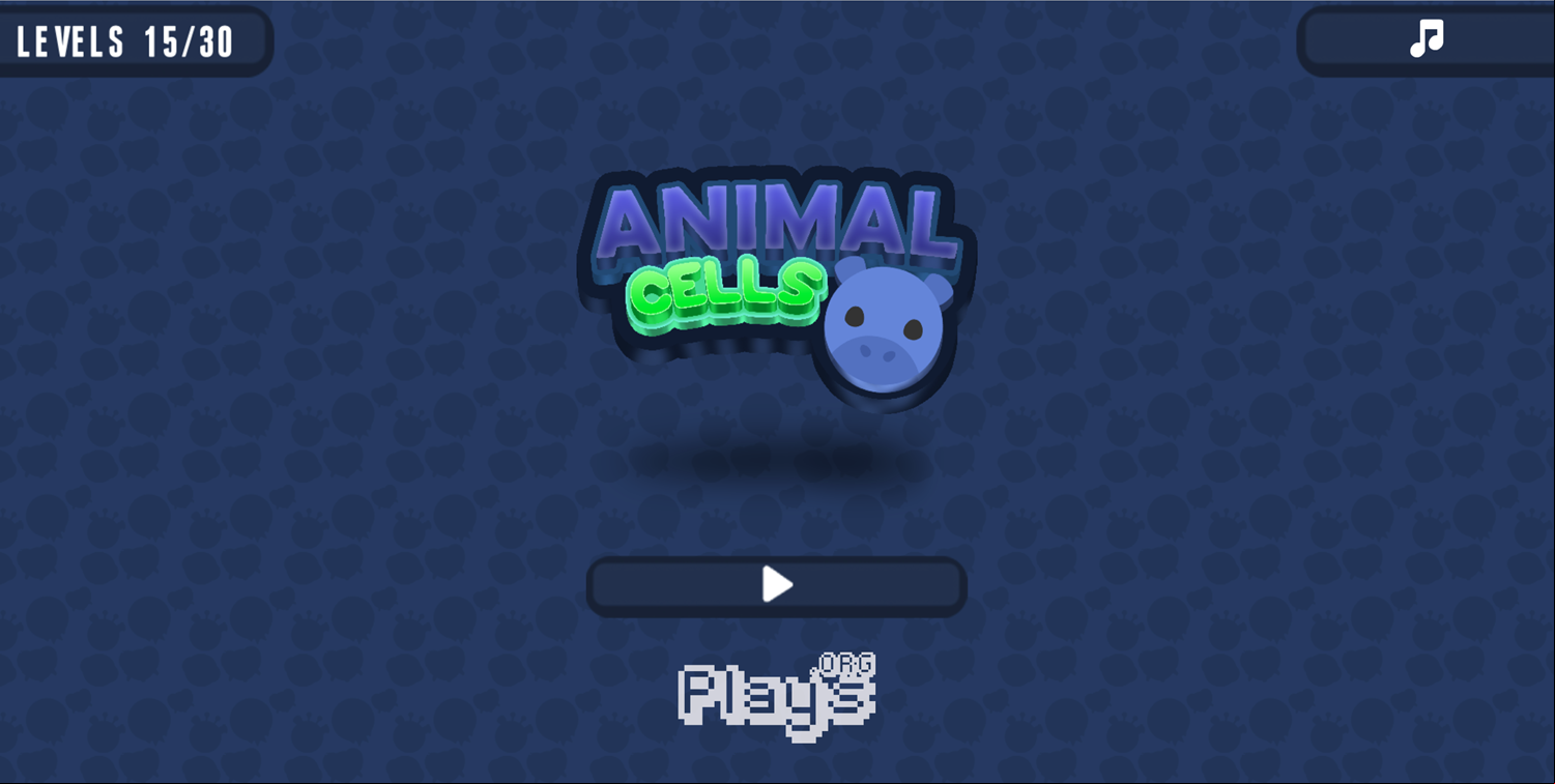 Animal Cells Game Welcome Screen Screenshot.