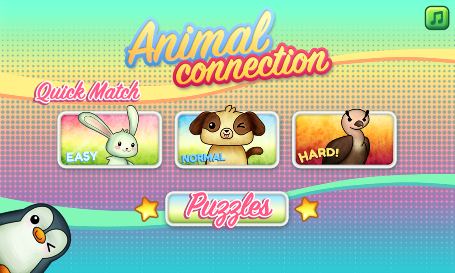 Animal Connection Mahjong Match Game Welcome Screen Screenshot.