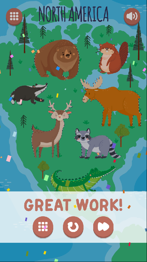 Animal World Game Level Complete Screenshot.