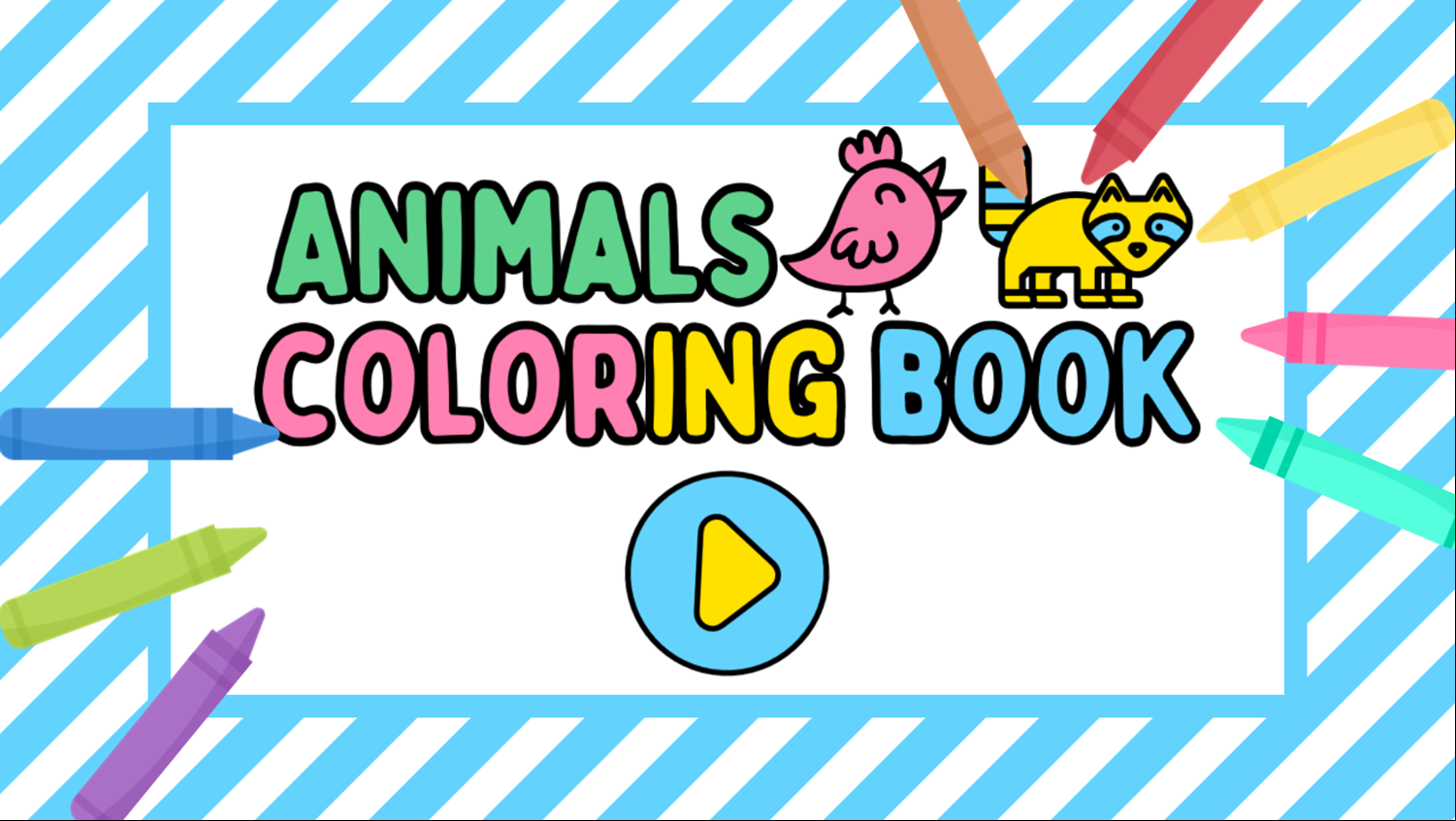 Animals Coloring Book Game Welcome Screen Screenshot.