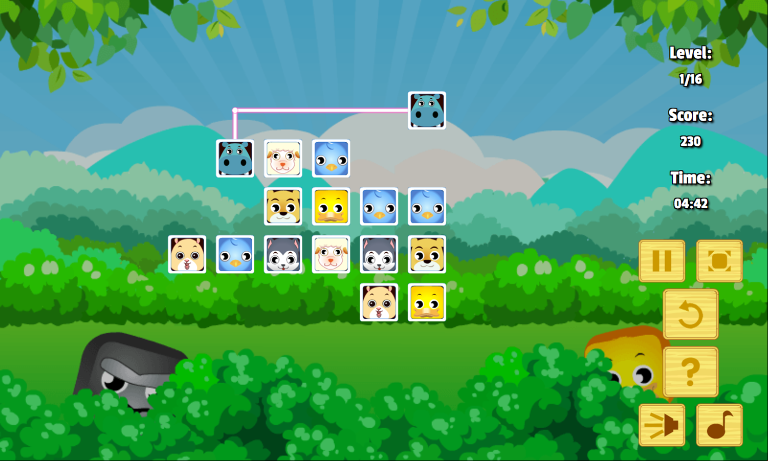 Animals Connect Game Level Play Screenshot.