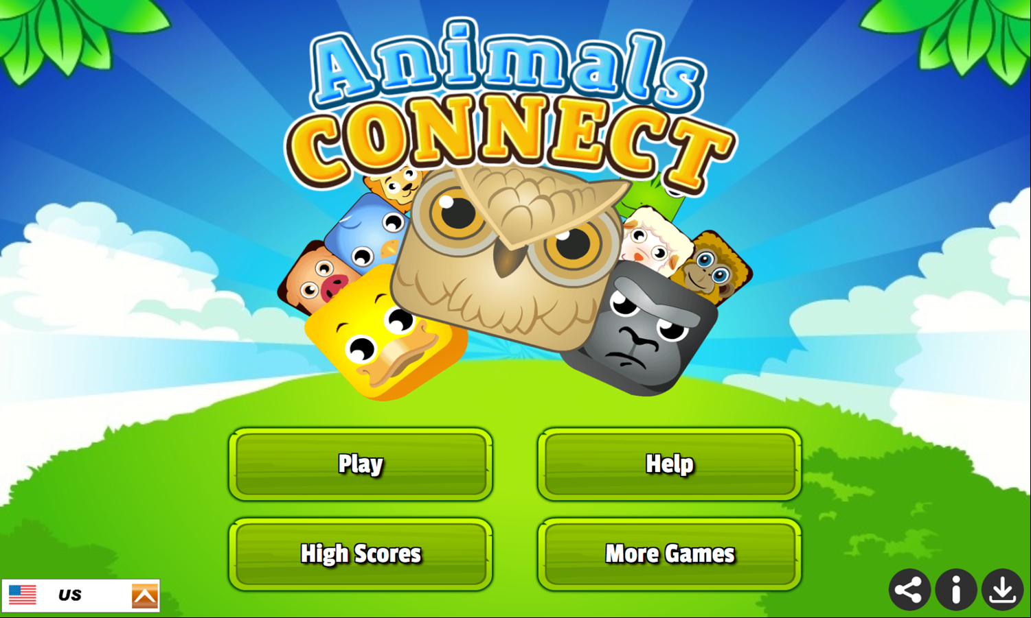 Animals Connect Game Welcome Screen Screenshot.