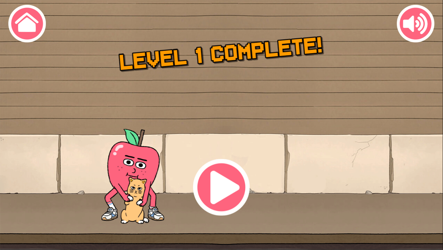 Apple & Onion Cat Rescue Game Level Complete Screenshot.
