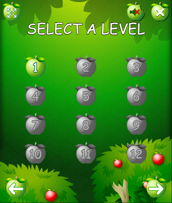 Apples Game Select Level Screenshot.
