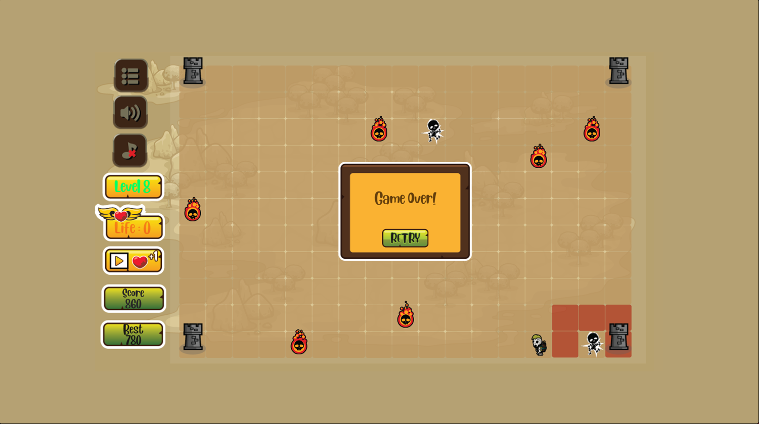 Archer Battle Game Over Screenshot.