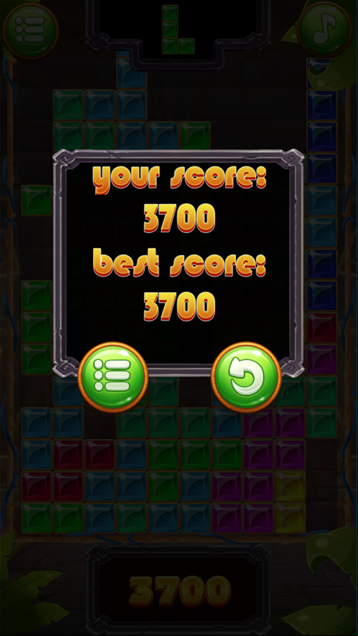 Aztec Treasure Game Over Screen Screenshot.